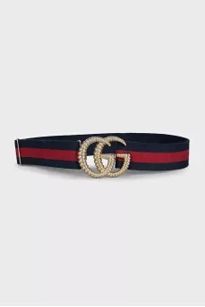 Textile belt with logo buckle