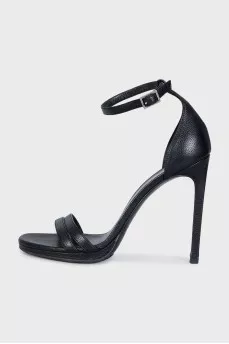 Black leather stiletto heels