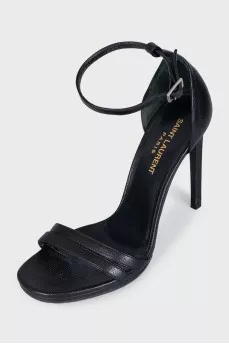 Black leather stiletto heels