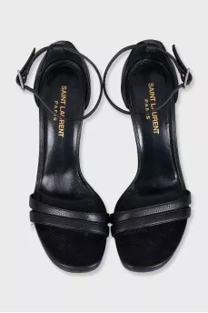 Black leather stiletto heels