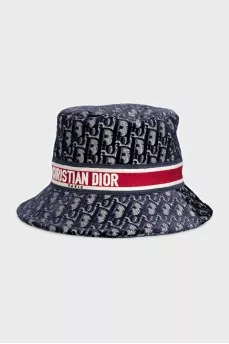 Blue hat with signature print
