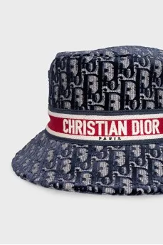 Blue hat with signature print