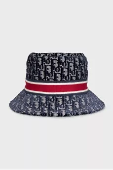 Blue hat with signature print