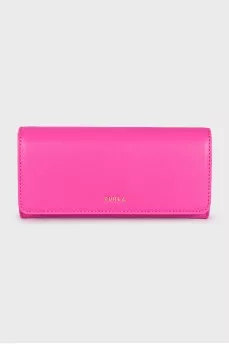 Leather wallet with brand logo