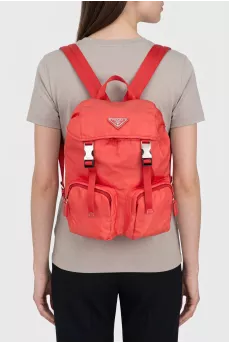 Red textile backpack