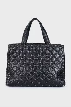 Черная кожаная сумка Rockstud