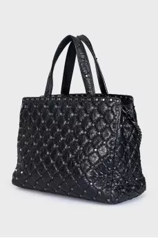 Черная кожаная сумка Rockstud