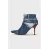 Denim ankle boots with heels