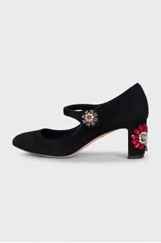 Black Mary Janes with rhinestones