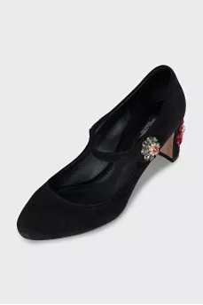 Black Mary Janes with rhinestones
