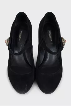Black Mary Janes with rhinestones