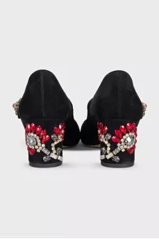 Black Mary Janes with rhinestones