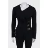 Wool cardigan with hooks