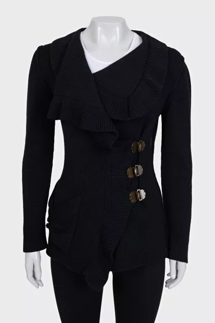 Wool cardigan with hooks