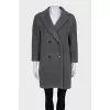Gray double-breasted alpaca coat