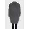 Gray double-breasted alpaca coat