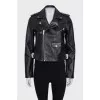 Black leather jacket with tag
