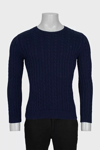 Knitted jumper with a blue pattern