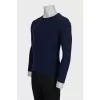 Knitted jumper with a blue pattern