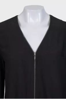 Loose green cardigan with a zipper