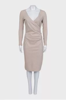 Wool dress with draping without a lock