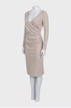 Wool dress with draping without a lock