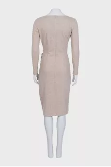 Wool dress with draping without a lock