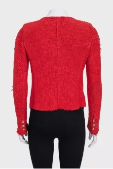 Red cropped zip-up jacket