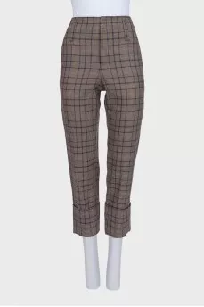 Checkered wool banana trousers