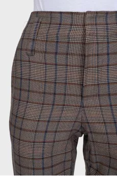 Checkered wool banana trousers