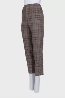 Checkered wool banana trousers