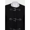 Black collarless coat