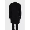 Black collarless coat