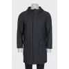 Men's straight-cut coat with a zipper and buttons