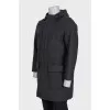 Men's straight-cut coat with a zipper and buttons