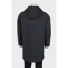 Men's straight-cut coat with a zipper and buttons