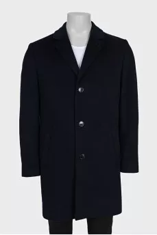 Men's dark blue straight-cut coat