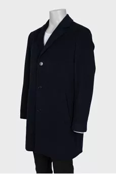 Men's dark blue straight-cut coat