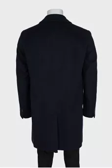 Men's dark blue straight-cut coat