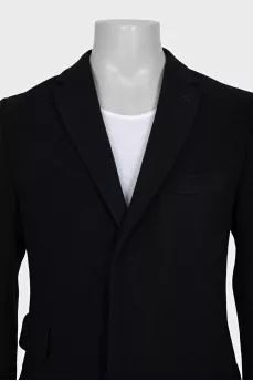 Men's wool coat with hidden buttons