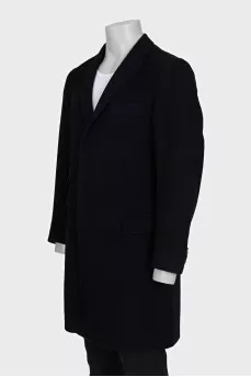 Men's wool coat with hidden buttons