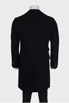 Men's wool coat with hidden buttons