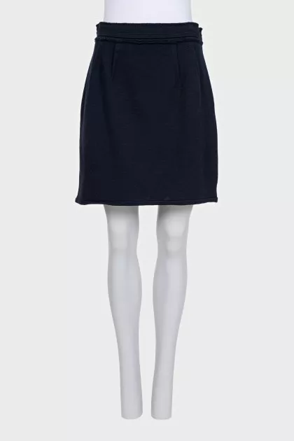 Blue wool skirt with a zipper