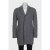 Men's gray single-breasted wool coat