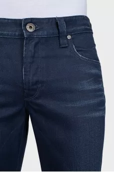 Men's dark blue jeans with decoration