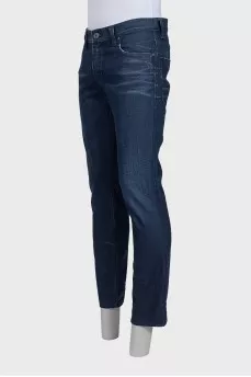 Men's dark blue jeans with decoration