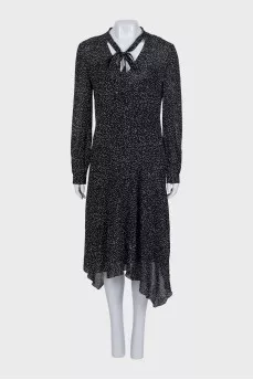Straight-cut dress with a small print