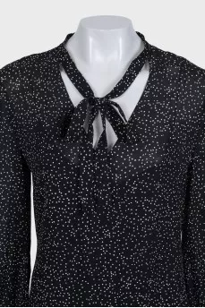 Straight-cut dress with a small print