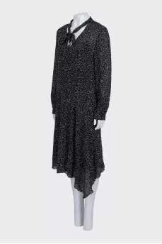 Straight-cut dress with a small print