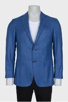 Men's single-breasted jacket in a small check pattern